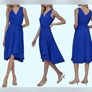 DKNY Cobalt Blue Jersey Faux Wrap Dress NWT